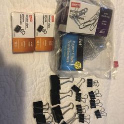 Paper Clips And 3 Sizes Of Binder Clips