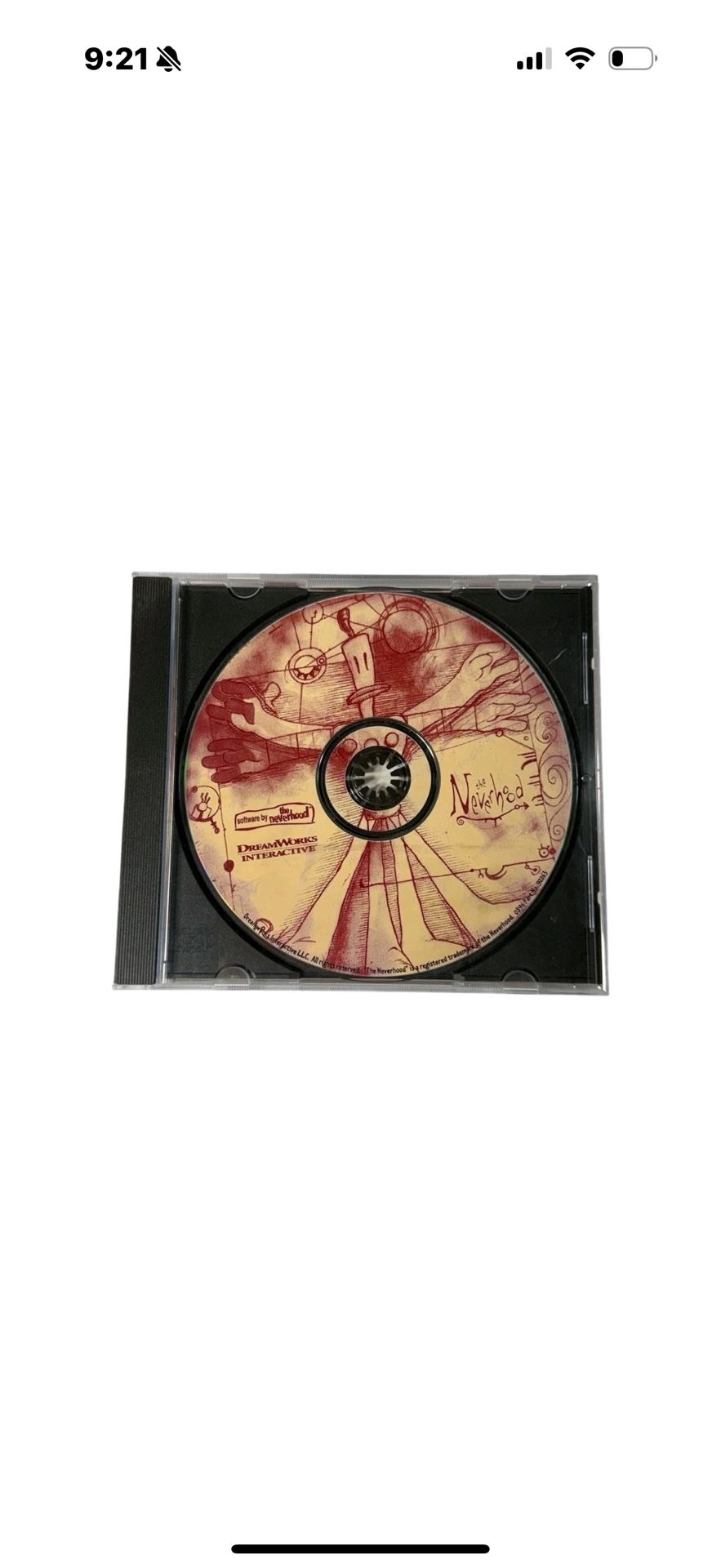 The Neverhood 1996 DreamWorks Interactive CD PC Claymation Game ~ CD ONLY