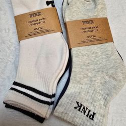 Brand New Victoria's Secret Pink VS Socks Blue  White Gray $12.00  Per Pack