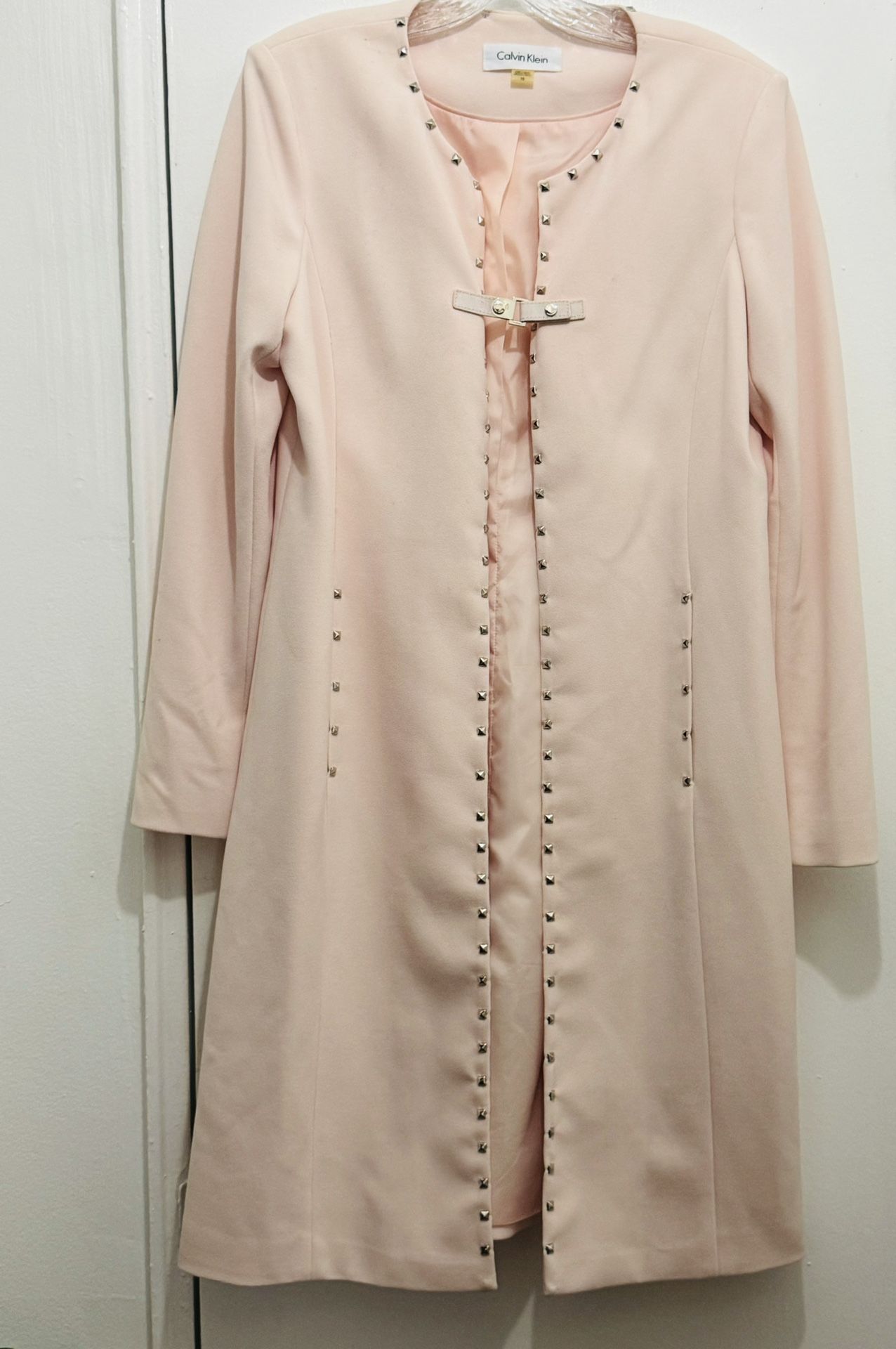 Calvin Klein women's lightweight long jacket size 10 light pink