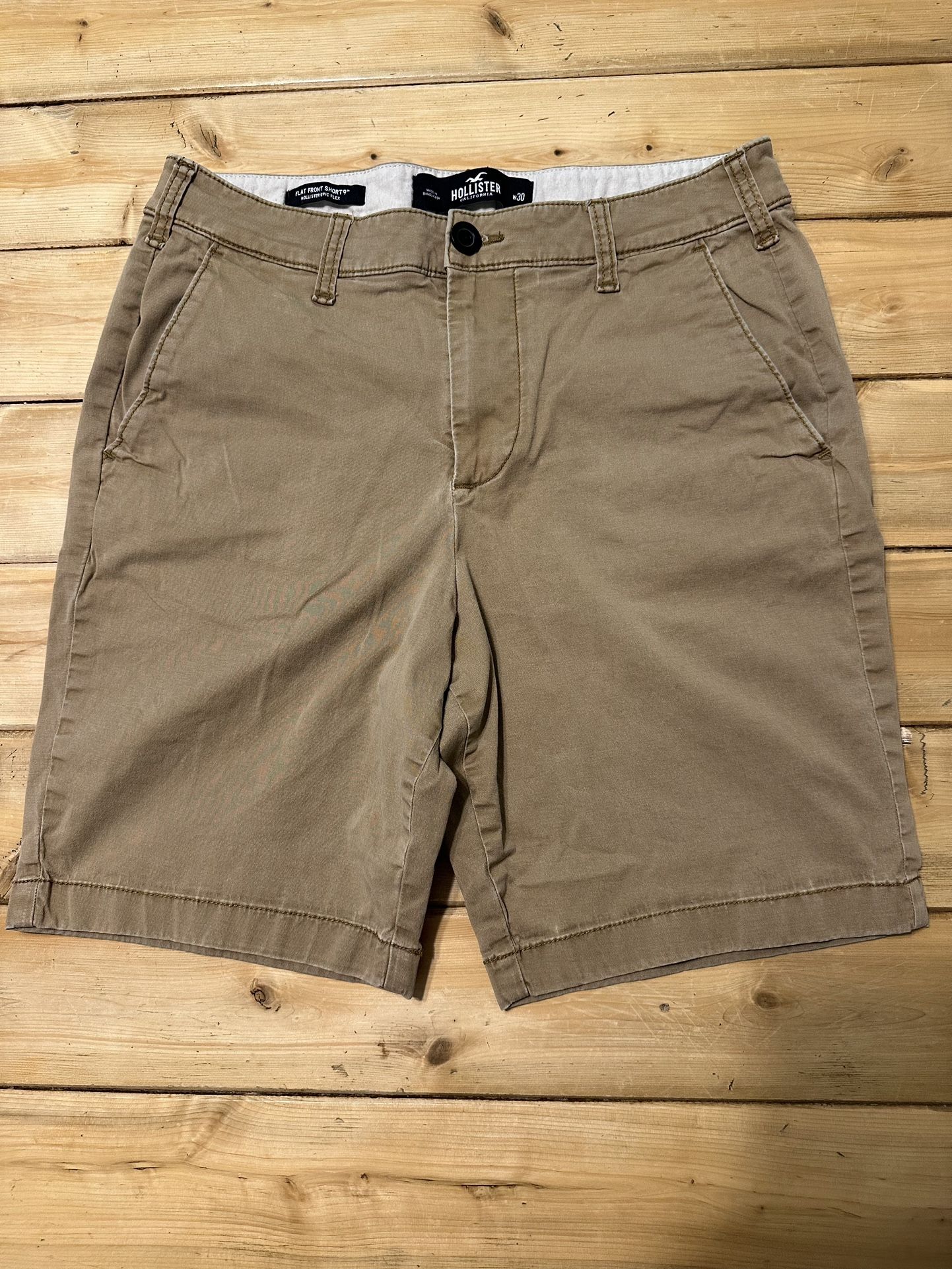 * Men’s Tan Flat Front Short 9 Hollister California Cargo Shorts Size 30