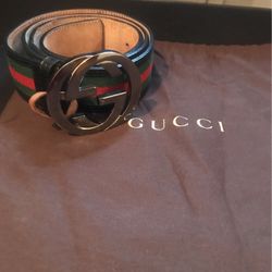 Authentic Gucci Belt / Unisex Green & Red Stripe
