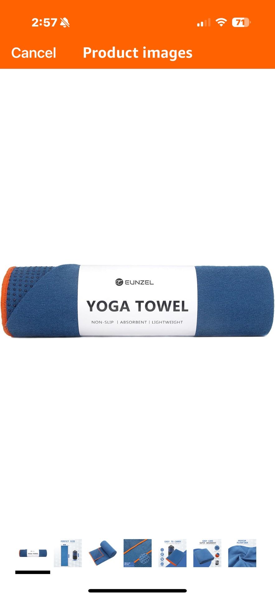Hot Yoga Towel - Microfiber Non Slip Yoga Mat Towel with Grip Dot Sweat Absorbent Towel for Hot Yoga, Pilates and Fitness 72" x 24", Steel Blue/Orange