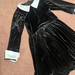 New 4 5 black kids girls velvet Wednesday Addams dress costume gothic collar