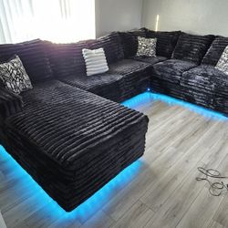 Brand New Sectional 3 Pcs XL Corduroy Fabric W/ LED Light $1699