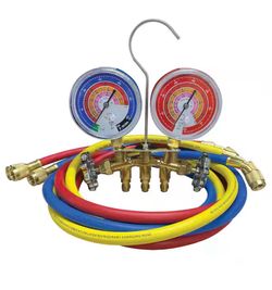 Mastercool A2L Compatible 2-Way Brass Manifold Gauge Set