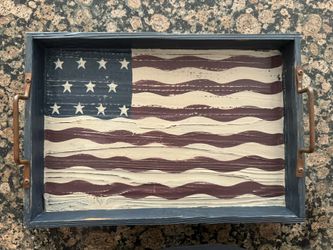 Rustic Primitive Americana Wood Serving Tray