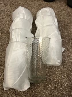 Set of 8 Hammered Glass Drinking Glasses
