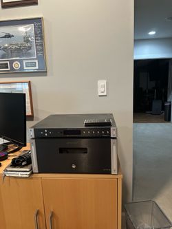 * Emotiva XPA-3 Gen3 amplifier (bottom) * Emotiva XDA-1 DAC / preamp (middle) * Bluesound Node (music streamer) (top) * Remote + accessories