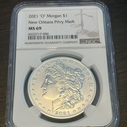 2021 O Morgan Silver Dollar New Orleans Privy Mark MS69