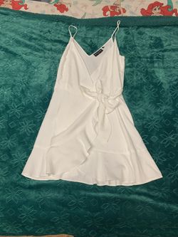 Lulus Soulmate Ivory Ruffled Wrap Dress