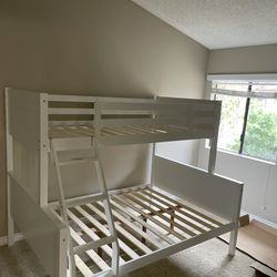 Twin/full bunk bed. Available in espresso & white. Assembly required. Assembly not included. Tax included. Free local delivery. $350 bunk bed only. $5