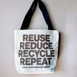 Large Reuse recycle Shopping Shoulder starps tote bag purse  neaural