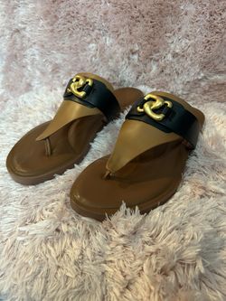 AEROSOLES tan multi- leather Greta thong sandals