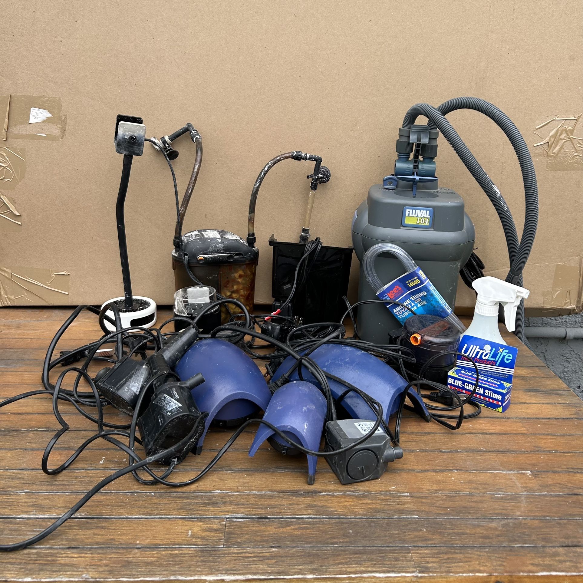 Lot Aquarium Turtle Tank Pumps Filters Fish Feeder Starter Kit