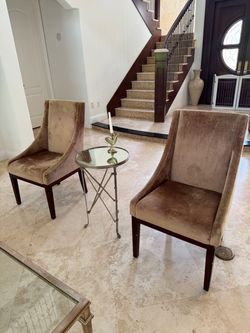 Pair of Velvet Upholstered Accent Chairs