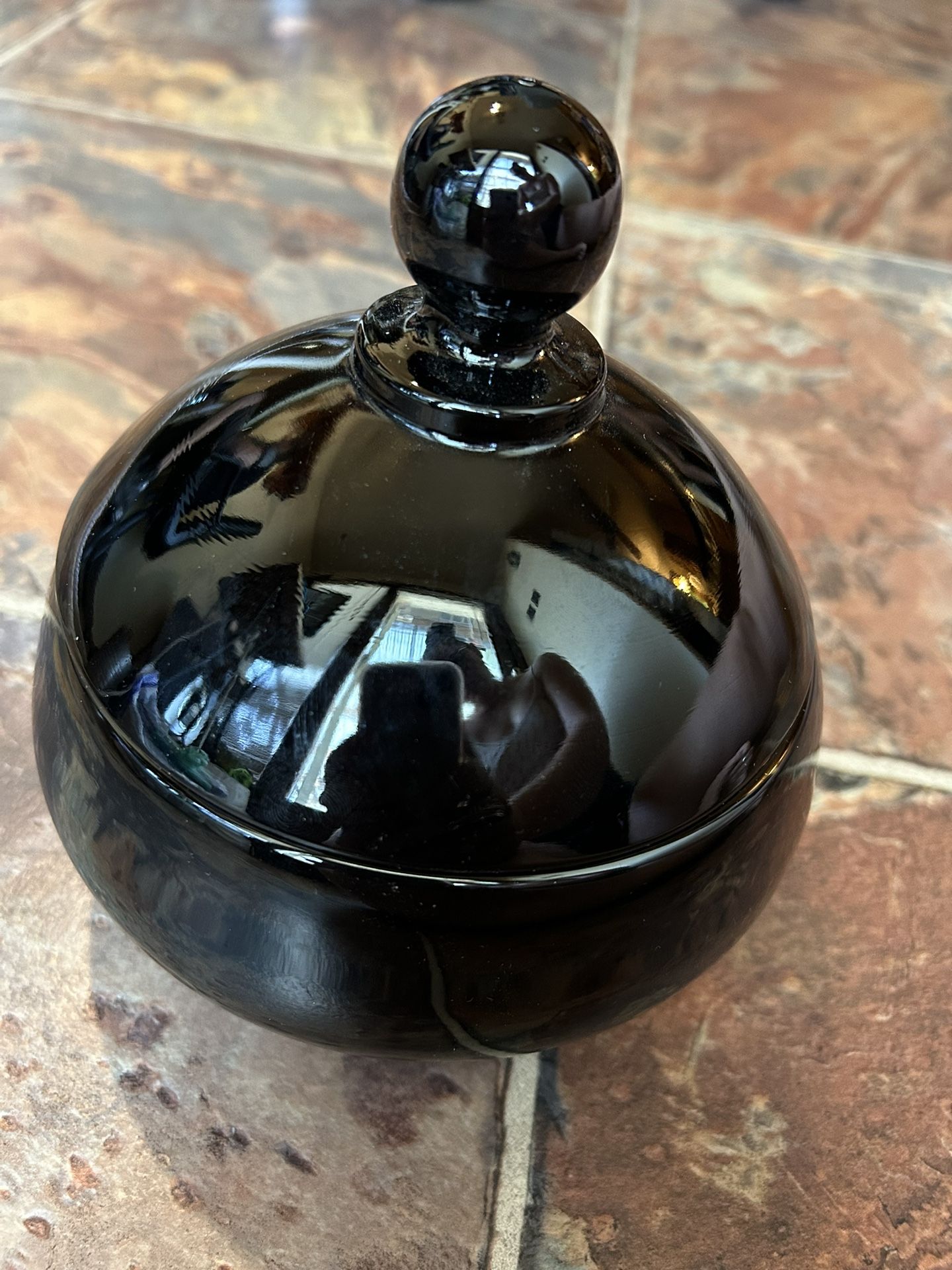 Vintage Westmoreland Black Glass Bowl With Lid