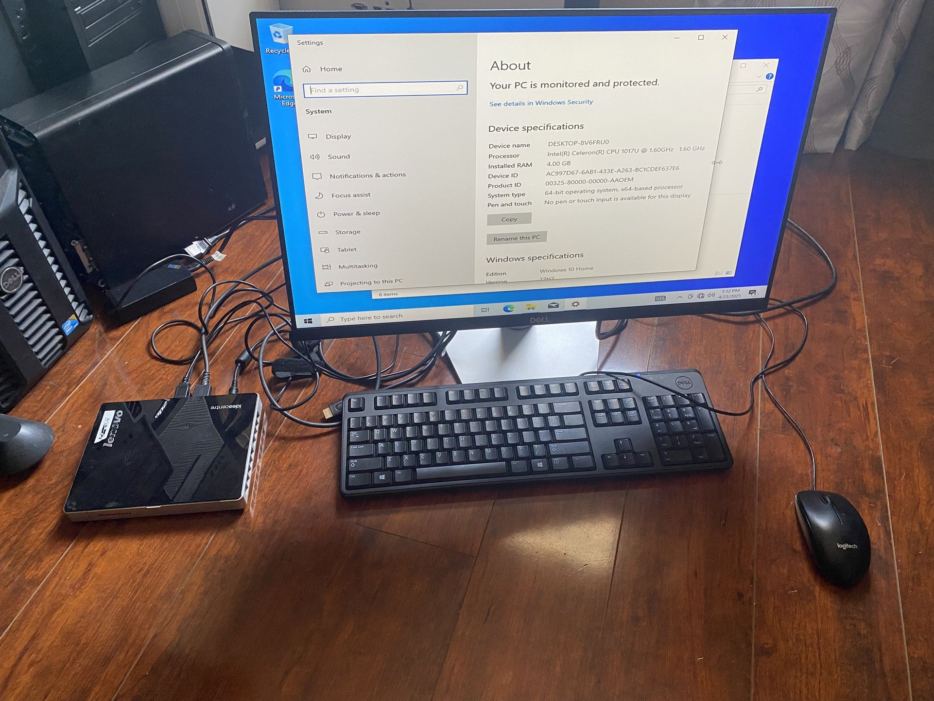 Lenovo IdeaCentre Q190 Celeron 1017U 1.6GHz 4GB RAM 500GB HDD Windows 10 Desktop, Monitor, Keyboard and Mouse