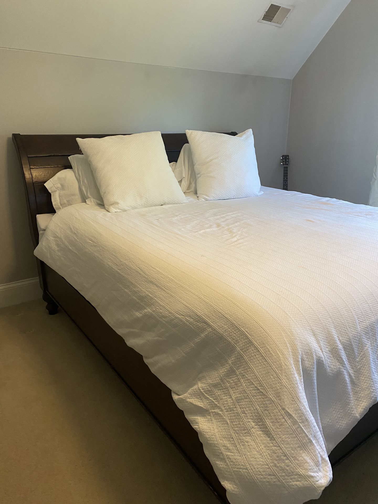 King Size Pottery Barn Sleigh Bed With Mattress And Box Spring Included