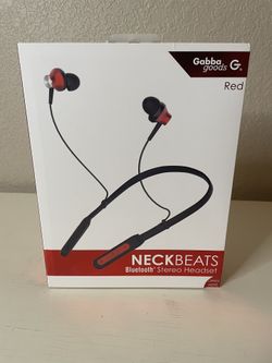 Gabba Goods Premium Neckbeats Wireless Bluetooth Ear Buds Earphones - Red