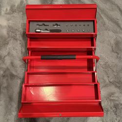 New In Box Bulldog Brand Expandable Folding Storage Tool Box Including 14 Pcs Dive Socket Wrench Set 