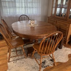 Oak Table And Hutch