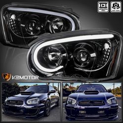 Jet Balck Fits 2004-2005 Subaru Impreza WRX LED Tube Projector Headlights Lamps
