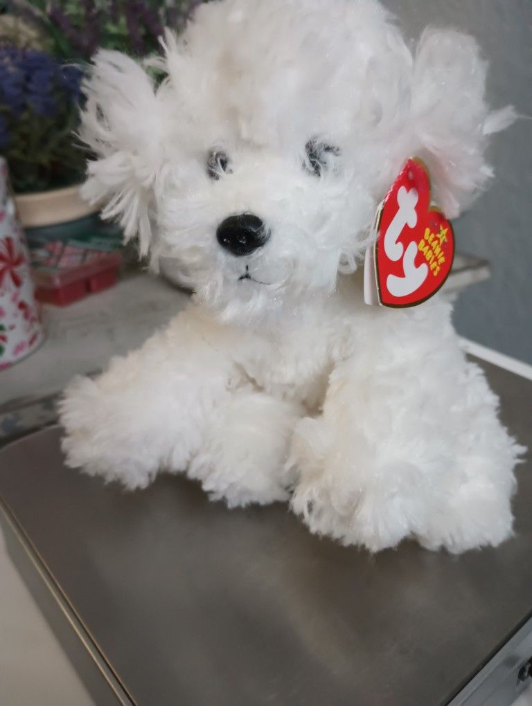 Ty Beanie Baby LOLLIPUP the White Bichon  Frise Dog 2005 MWMT