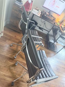 Pair of Mid-Century High Back Executive Office Chairs – Aluminum
