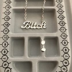 B*tch Necklace With Earrings
