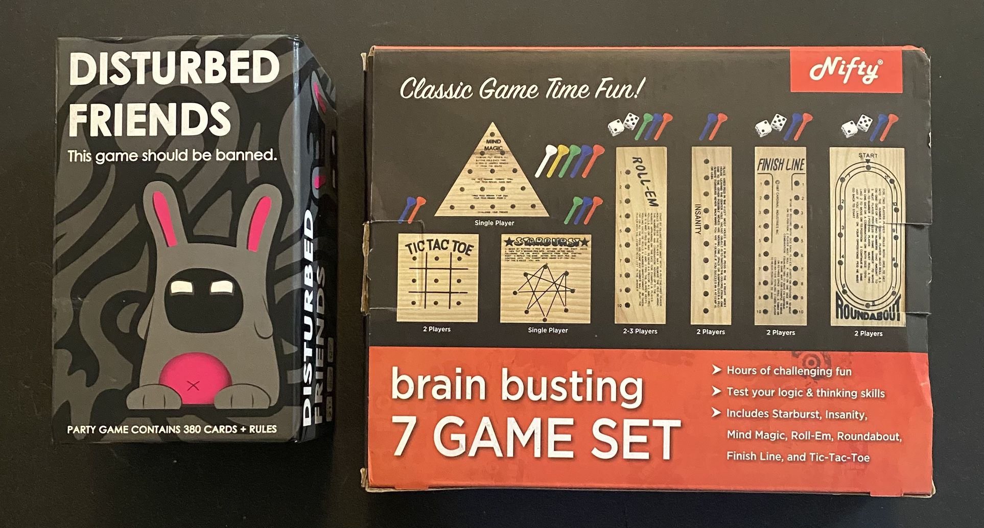 Disturbed Friends Adult Party Game & Brain Busting 7 Game Set