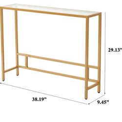 MAJARO Small Modern Console Table for Entryway, Tempered Glass with Metal Frame 