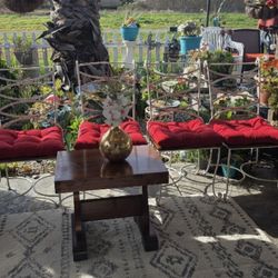 4  Vintage  Wrought Iron Chairs With Cusions