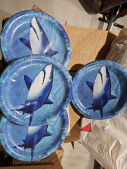 Shark Cake Dessert Plates Four 8-packs $12