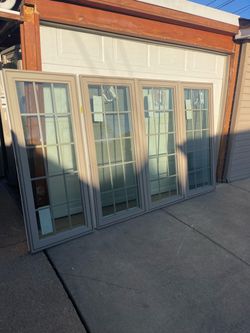New window replacement casement sandstone outside size w 81.1/4 h61.  + extra window picture size w25 h61 $650