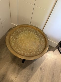 Middle Eastern Brass Tray Folding Table