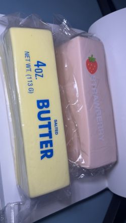 Butter squishy and strawberry squishy