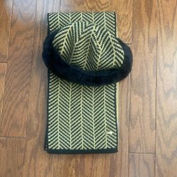Gold Metallic Hat and Scarf 