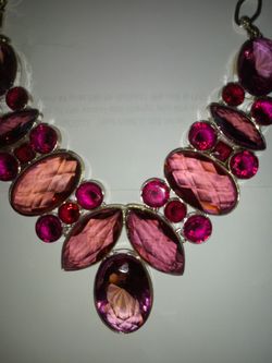 Purple & Fushia Fancy Faceted Glass Statement Necklace