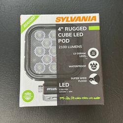 SYLVANIA Rugged 4 Inch Cube LED Light Pod Flood Light 2100 Raw Lumens NEW SEALED