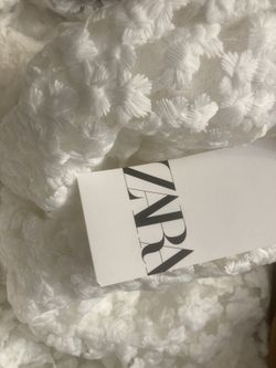 Zara White Dress - Net with White flowers