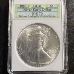 1986 Silver Eagle Ms70 Graded 
