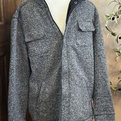 Tasso Elba Mens Light Weight Knit Jacket, Vtg, Flecked Black Gray L