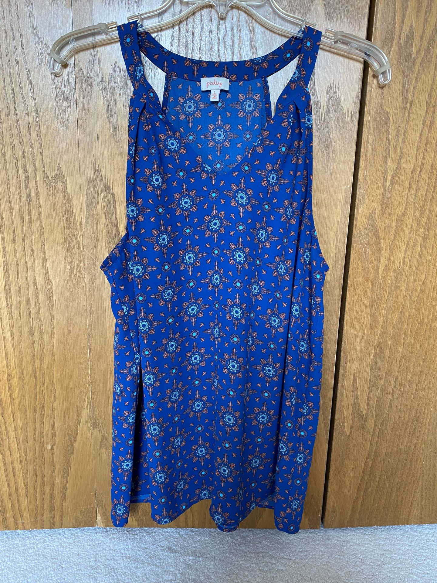 Blue Tank Top; V-Neck; Halter Top Style 