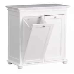 Home Decorators Collection Hampton Harbor 35 in. Double Tilt-Out Hamper in White @993