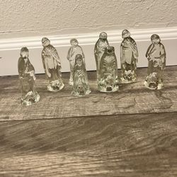Vintage Christmas nativity set made of solid glass, 8 pcs.