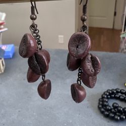 Elegant Coffee Bean Dangle Earrings