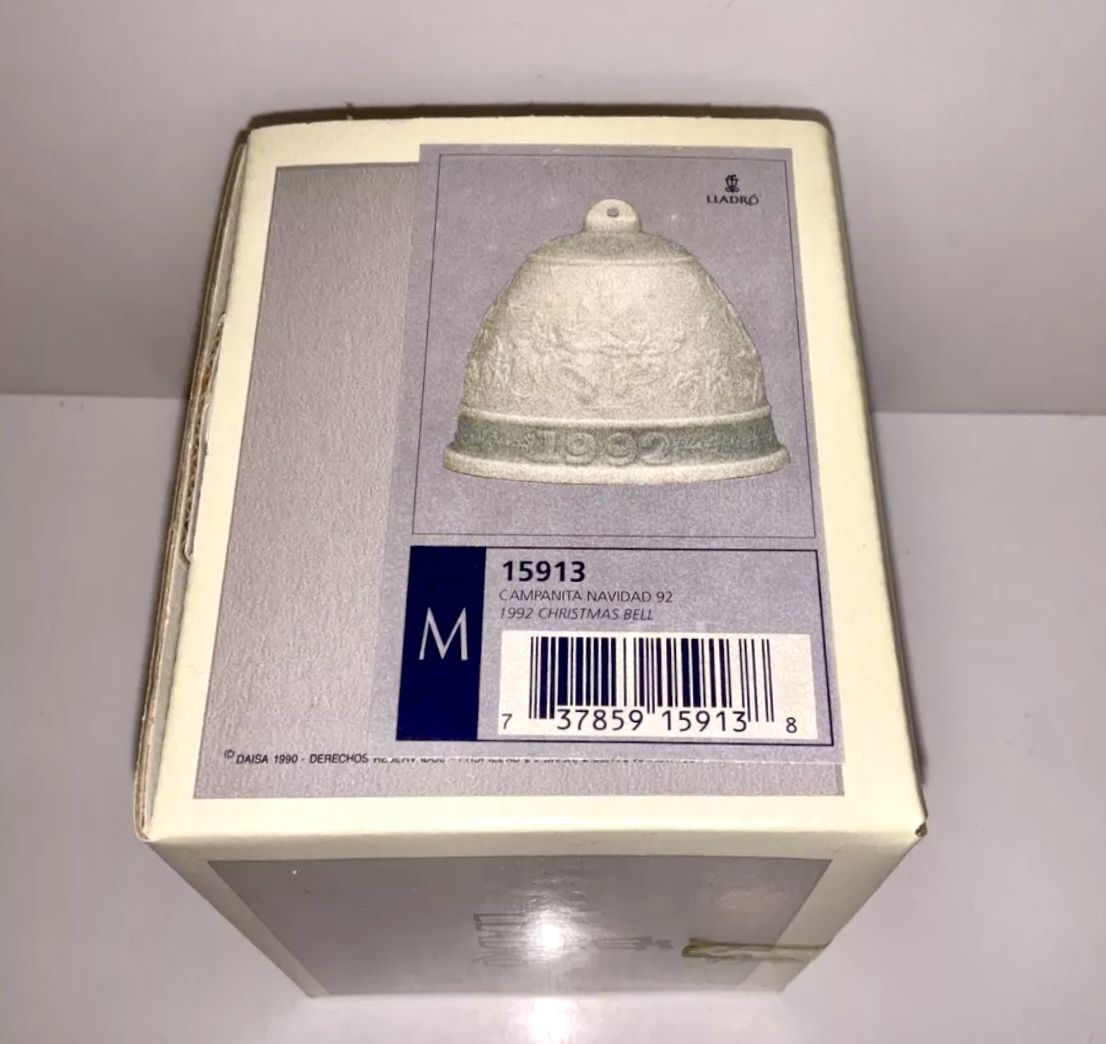 Vintage LLADRO 1992 Bisque Christmas Bell Ornament No. 15913