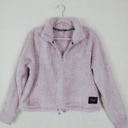 Women's Half Zip Sherpa Pullover Size Large in Pink

