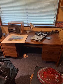 Wood Desk — Sturdy, Functional, Great for Home Office